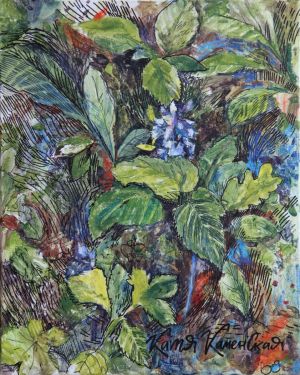 Painting, Still life - Foliage, herbs and flowers