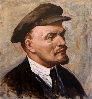 Painting, Portrait - Vladimir Lenin in a cap