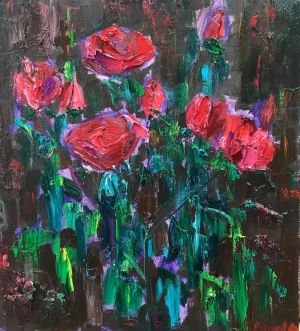 Painting, Impressionism - Red roses