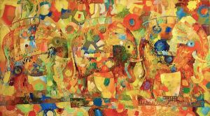 Painting, Abstractionism - Three elephants
