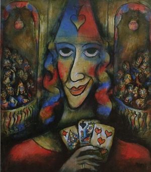 Painting, Avant-gardism - Clown with cards