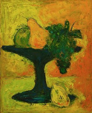 Painting, Expressionism - Still life with lemon