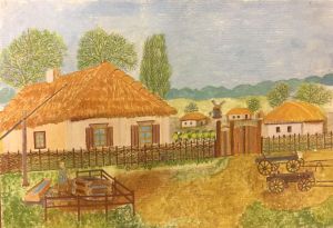 Painting, Realism - Carpathians at the beginning of the Ukrainian village