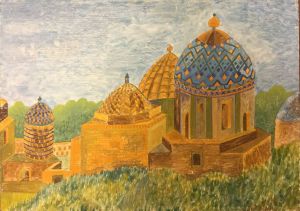Painting, Realism - The middle group of mausoleums Shakhi Zinda (Samarkand)