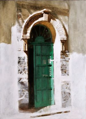 Painting, Academism - Green door