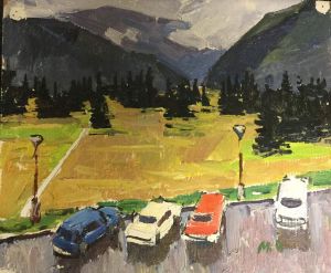 Painting, Realism - In the mountains