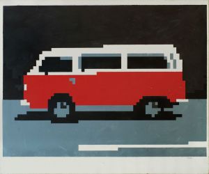 Painting, Naive Art - Volkswagen T2