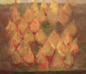 Painting, Expressionism - Pears on the counter