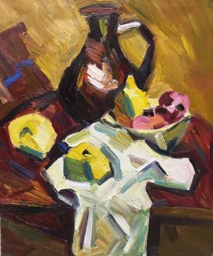 Painting, Expressionism - Still Life with Fruits