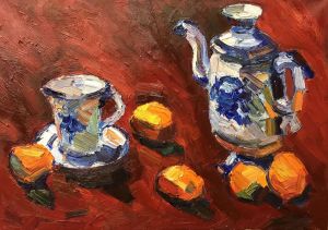 Painting, Impressionism - Red Still Life 