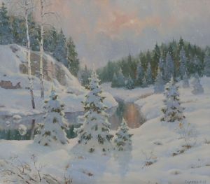 Painting, Landscape - March snow