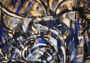 Painting, Abstractionism - The long-awaited meeting of the blue bird with the wind of change