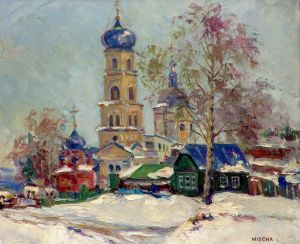 Painting, Landscape - Church of our lady of Kazan in Marposad.