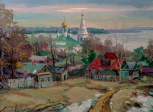 Painting, Landscape - Cheboksary yard