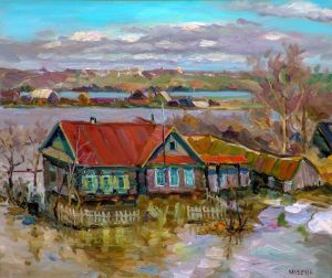 Painting, Realism - The Village Of Butyrka