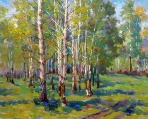 Painting, Realism - Birch grove