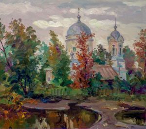 Painting, Realism - Village Akulovo