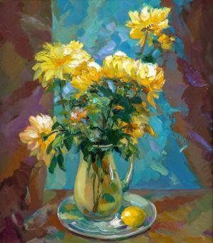 Painting, Realism - Chrysanthemums