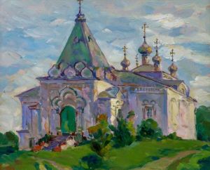 Painting, Landscape - Church in the Mariinsky Posad.