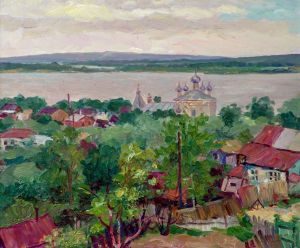 Painting, Landscape - Mariinsky Posad There is a patio.