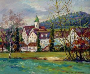 Painting, Realism - Spring in Switzerland.