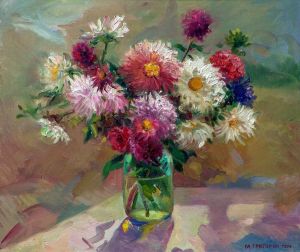Painting, Still life - Chrysanthemums
