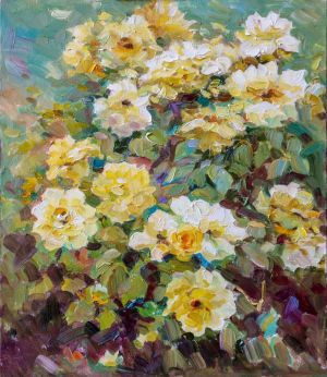 Painting, Still life - White rose