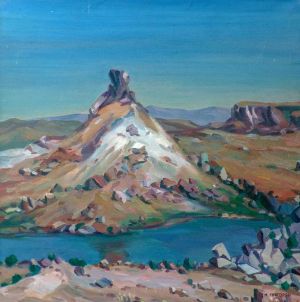 Painting, Oil - Mountain lake