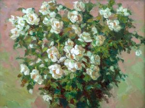 Painting, Still life - White rose hip