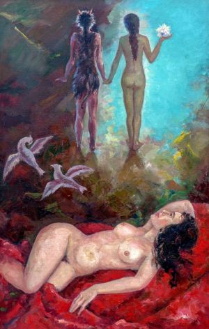 Painting, Realism - Lilith and Eve