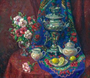 Painting, Realism - Tatar tea