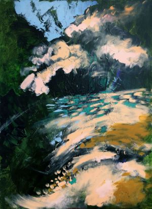 Painting, Abstractionism - Green pond  