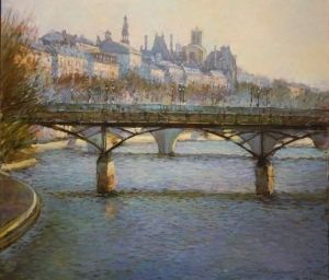 Painting, City landscape - The Seine river