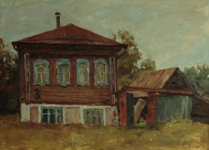 Painting, City landscape - House in Suzdal