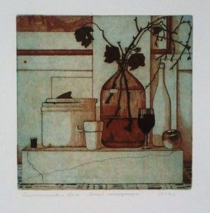 Graphics, Etching - White still life. Reasoning on the fate. Harmony