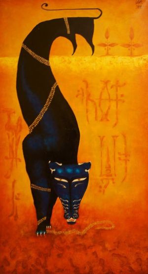 Painting, Mythological genre - Black panter