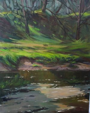 Painting, Realism - Skhodnya river 