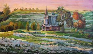 Painting, Landscape - Kenozerye. Chapel of the Descent of the Holy Spirit