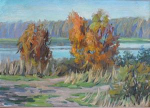 Painting, Landscape - azure morning