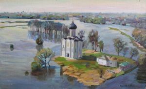 Painting, Landscape - Church of the Intercession of the Most Holy Theotokos on the Nerl