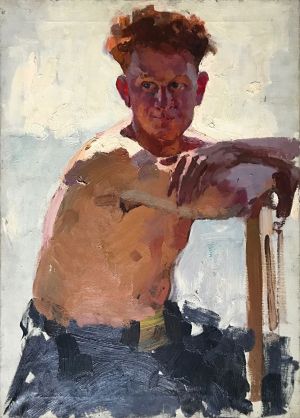 Painting, Realism - Guy under the sun