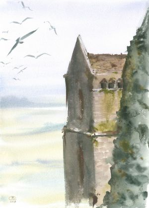 Graphics, Impressionism - Low tide. Series Mont Saint Michel