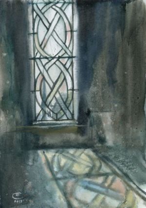 Graphics, Impressionism - Stained glass. Series Mont Saint Michel