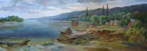 Painting, Landscape - «Fishing Village»