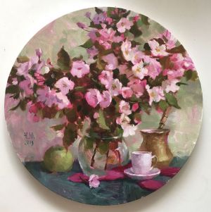 Painting, Still life - Apple blossom 