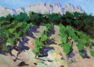 Painting, Realism - Etude, Vineyard