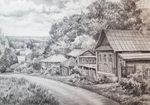 Graphics, Pencil - On the way to the village