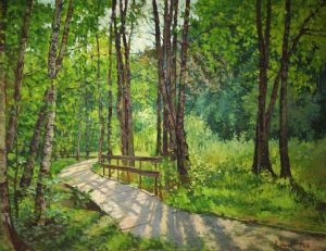 Painting, Landscape - Aleshkinsky forest. Moscow.