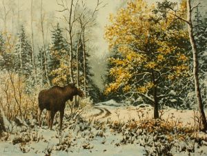 Painting, Landscape - Early snow