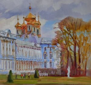 Painting, City landscape - Catherine Palace in Tsarskoye Selo